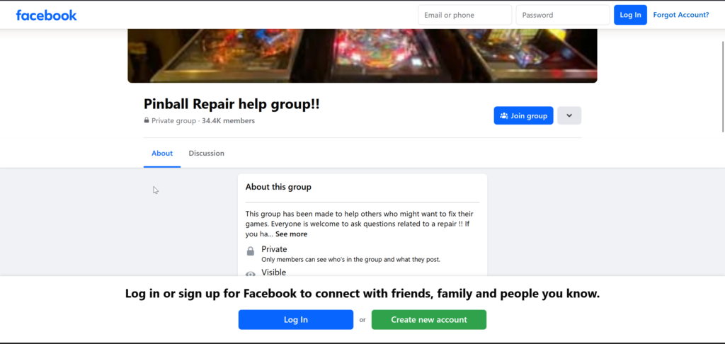 Pinball Repair Group – Facebook – View More
