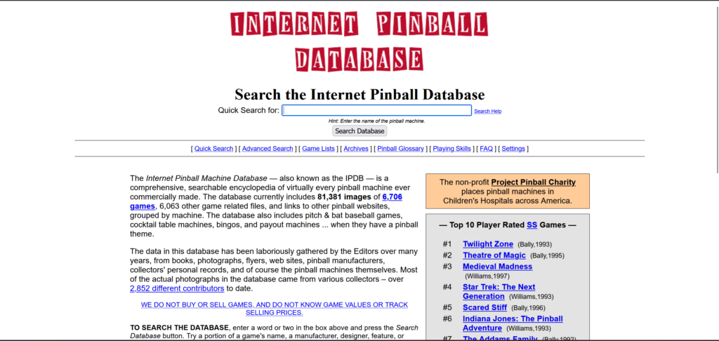 Pinball Database – View More