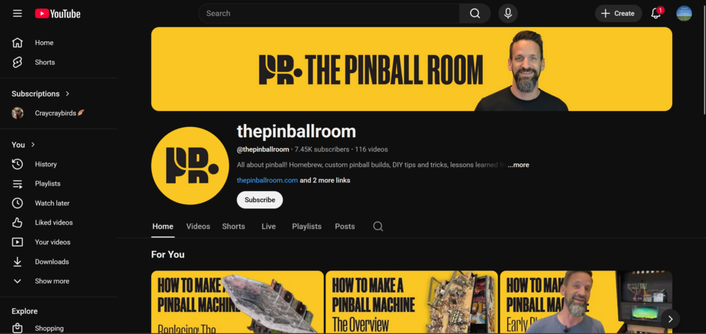 The Pinball Room – Youtube – VIEW MORE